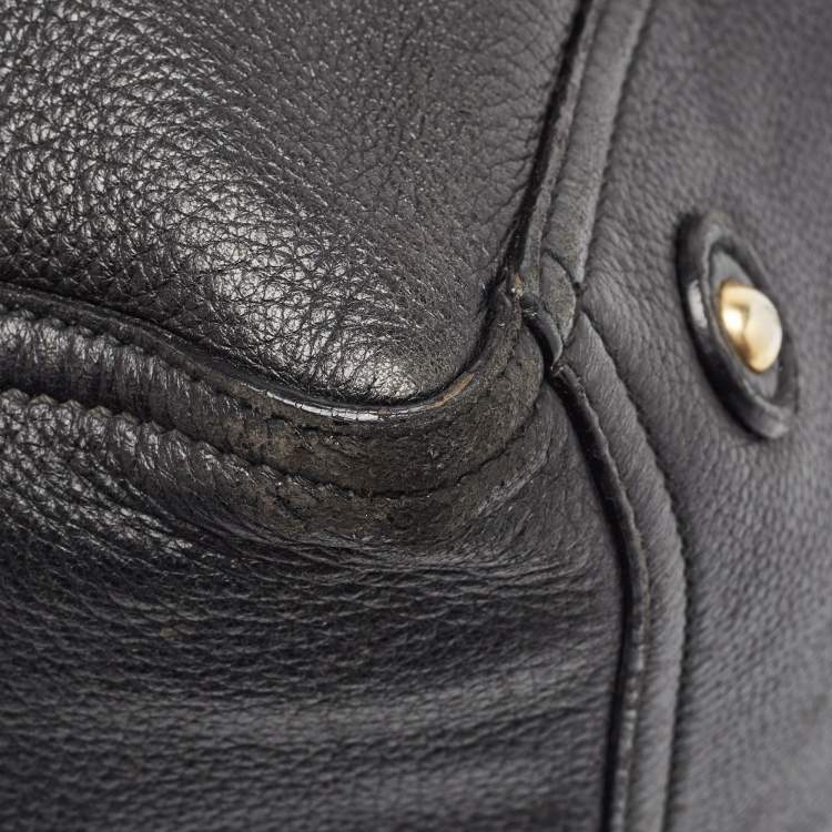 Pre Owned Yves Saint Laurent Black Leather Large Downtown Tote