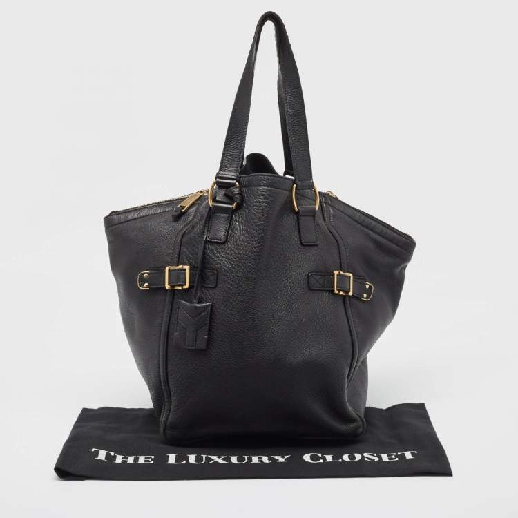Pre Owned Yves Saint Laurent Black Leather Large Downtown Tote
