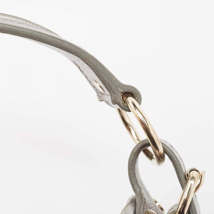 Pre Owned Yves Saint Laurent Metallic Leather Pleated Bow Hobo