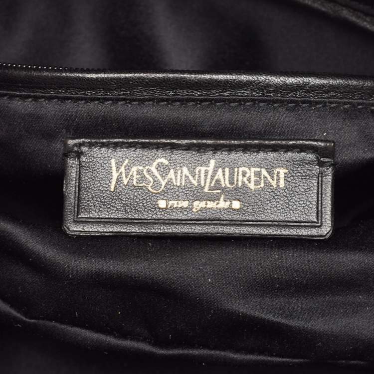 Pre Owned Yves Saint Laurent Metallic Leather Pleated Bow Hobo