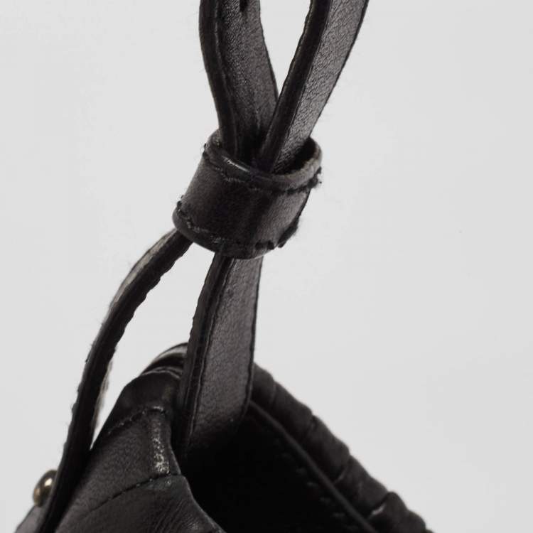 Pre Owned Yves Saint Laurent Black Leather Pleated Mombasa Hobo