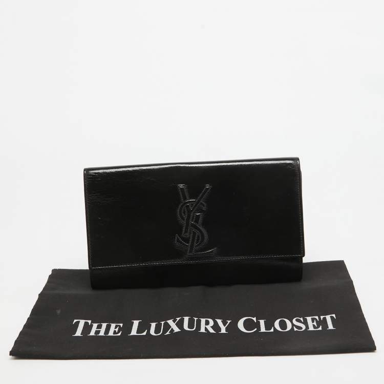 Pre Owned Yves Saint Laurent Black Patent Leather Belle De Jour Flap Clutch
