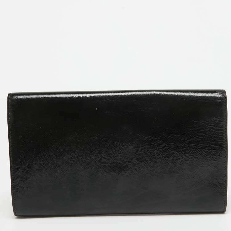 Pre Owned Yves Saint Laurent Black Patent Leather Belle De Jour Flap Clutch