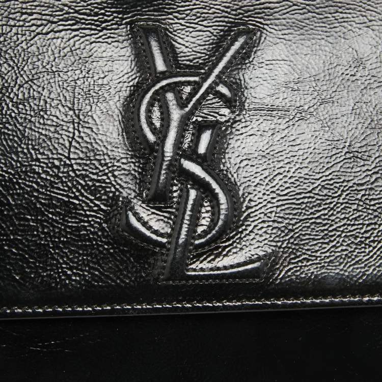 Pre Owned Yves Saint Laurent Black Patent Leather Belle De Jour Flap Clutch