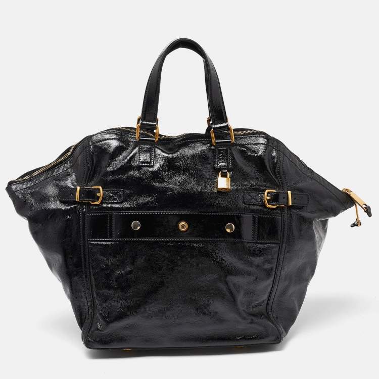 Pre Owned Yves Saint Laurent Black Patent Leather Large Downtown Tote
