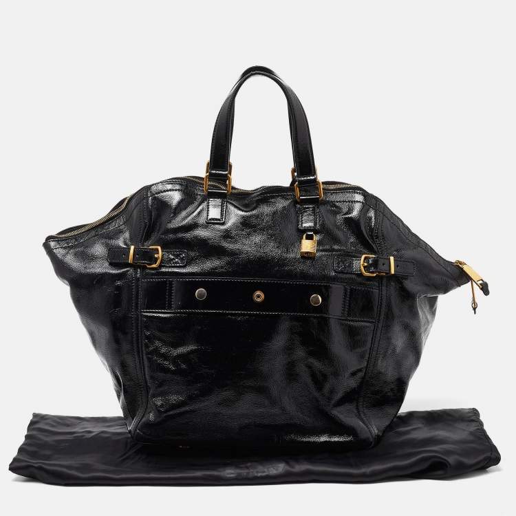 Pre Owned Yves Saint Laurent Black Patent Leather Large Downtown Tote