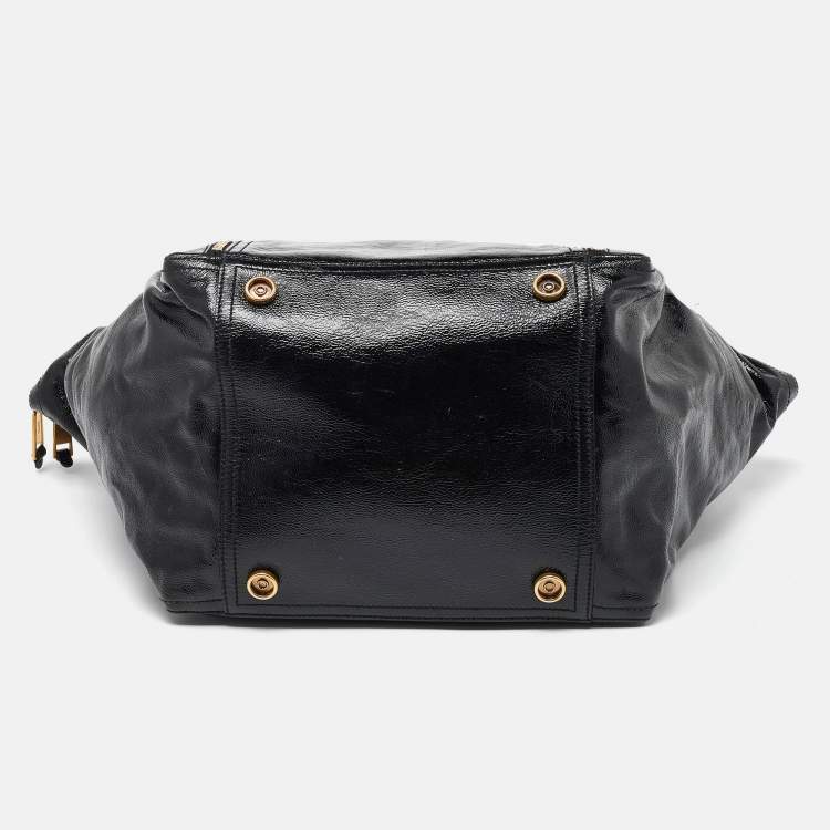 Pre Owned Yves Saint Laurent Black Patent Leather Large Downtown Tote