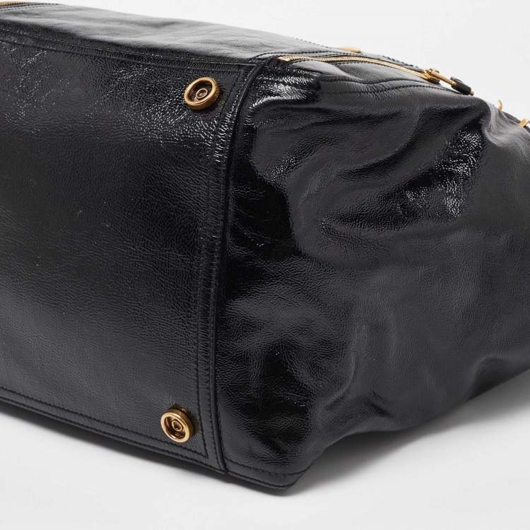Pre Owned Yves Saint Laurent Black Patent Leather Large Downtown Tote