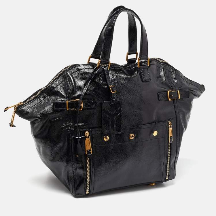 Pre Owned Yves Saint Laurent Black Patent Leather Large Downtown Tote