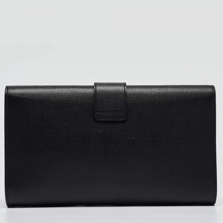 Pre Owned Yves Saint Laurent Black Leather Large Chyc Clutch