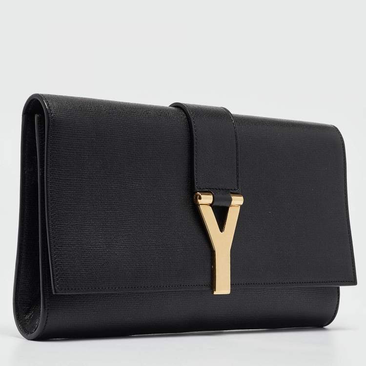 Pre Owned Yves Saint Laurent Black Leather Large Chyc Clutch