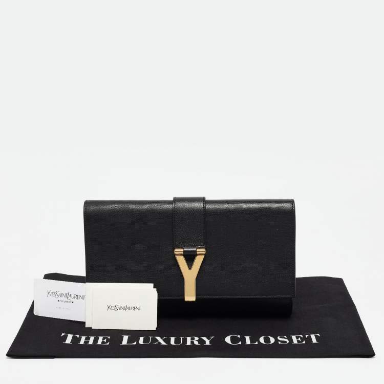Pre Owned Yves Saint Laurent Black Leather Large Chyc Clutch