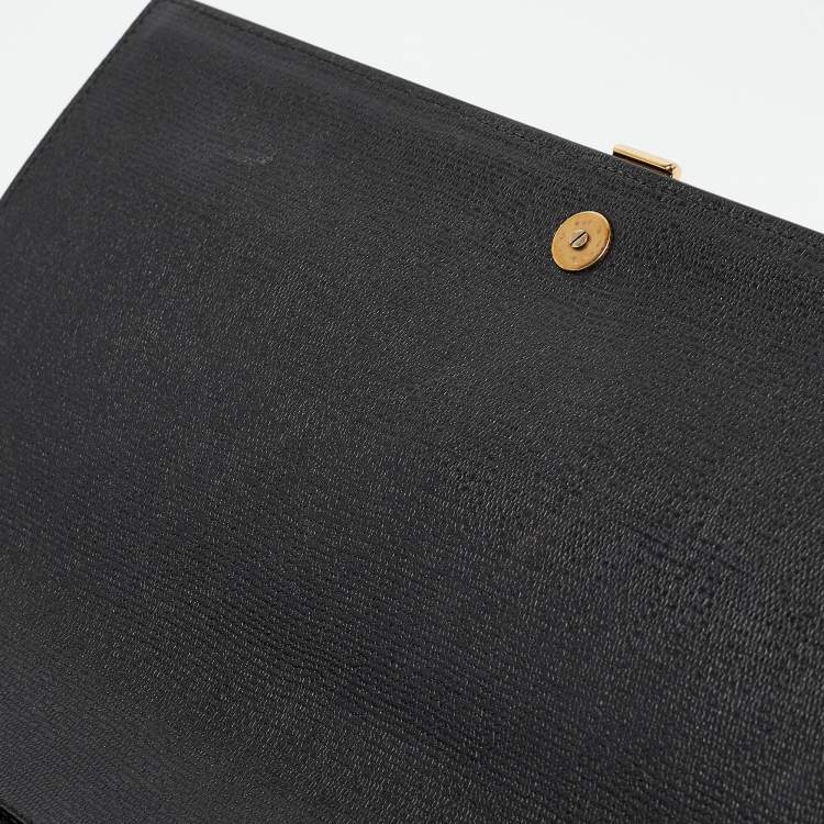 Pre Owned Yves Saint Laurent Black Leather Large Chyc Clutch