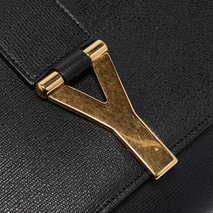 Pre Owned Yves Saint Laurent Black Leather Large Chyc Clutch