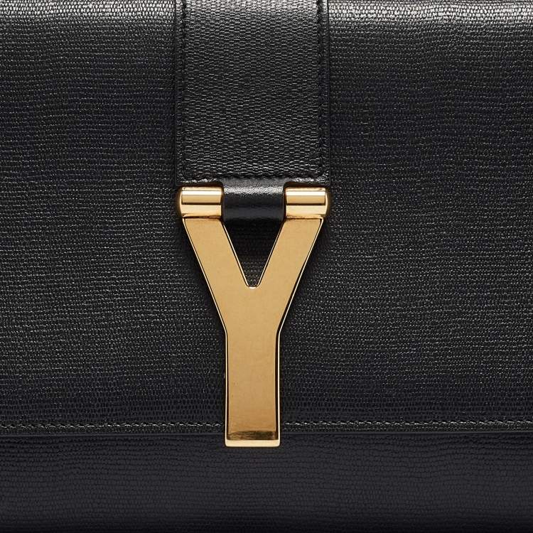 Pre Owned Yves Saint Laurent Black Leather Large Chyc Clutch