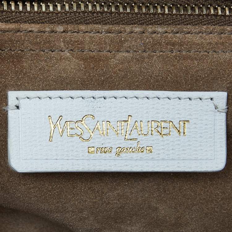 Pre Owned Yves Saint Laurent White/Brown Leather and Suede Large Muse Two Top Handle Bag