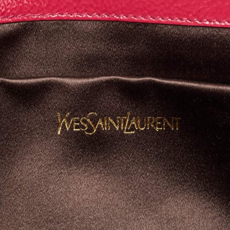 Pre Owned Yves Saint Laurent Fuchsia Patent Leather Belle De Jour Flap Clutch