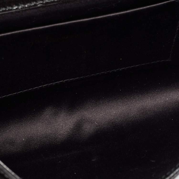 Pre Owned Yves Saint Laurent Dark Grey Patent Leather Belle De Jour Flap Clutch