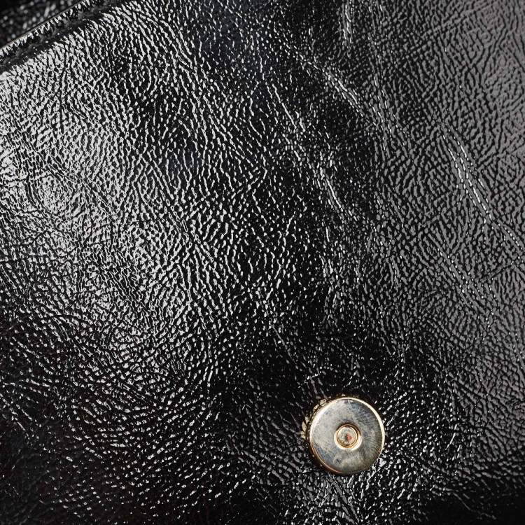 Pre Owned Yves Saint Laurent Dark Grey Patent Leather Belle De Jour Flap Clutch