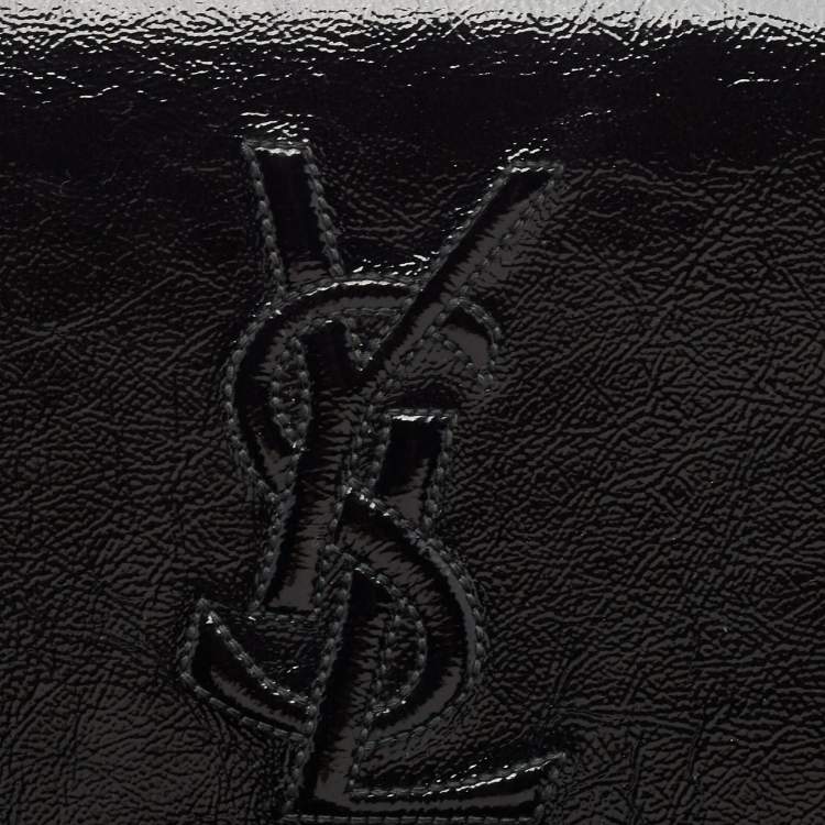 Pre Owned Yves Saint Laurent Dark Grey Patent Leather Belle De Jour Flap Clutch