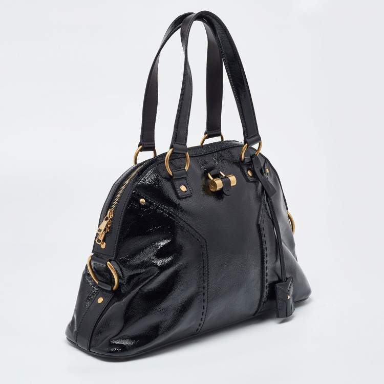 Pre Owned Yves Saint Laurent Black Patent Leather Large Muse Satchel