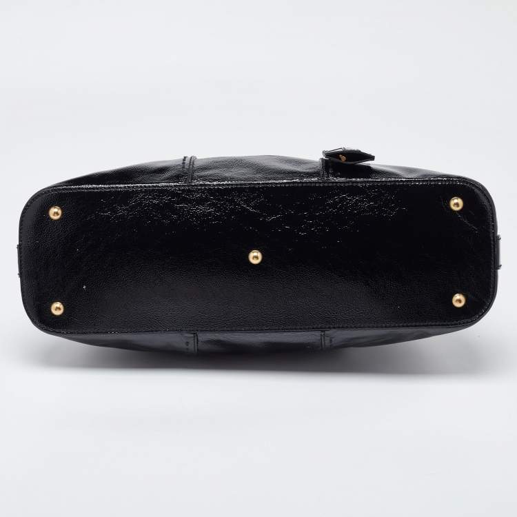 Pre Owned Yves Saint Laurent Black Patent Leather Large Muse Satchel