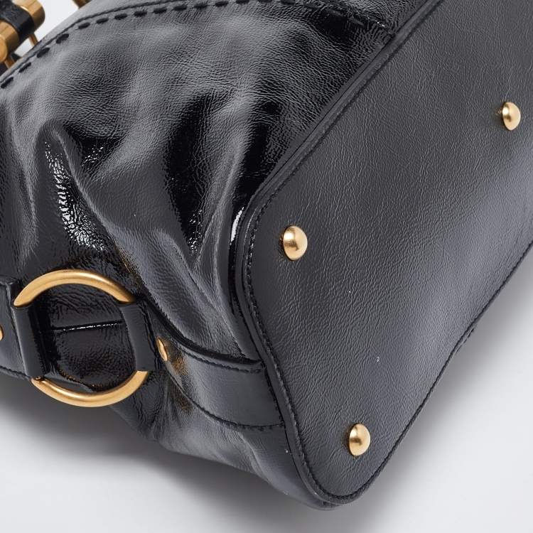 Pre Owned Yves Saint Laurent Black Patent Leather Large Muse Satchel