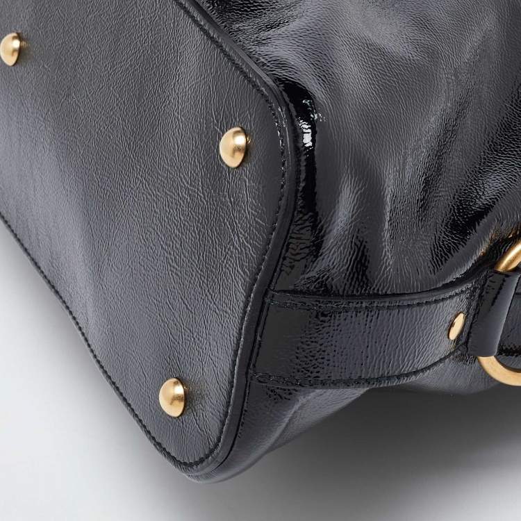 Pre Owned Yves Saint Laurent Black Patent Leather Large Muse Satchel
