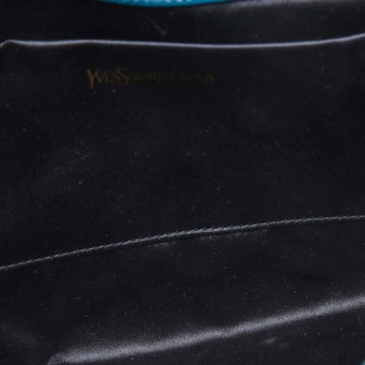 Pre Owned Yves Saint Laurent Teal Patent Leather Belle De Jour Flap Clutch