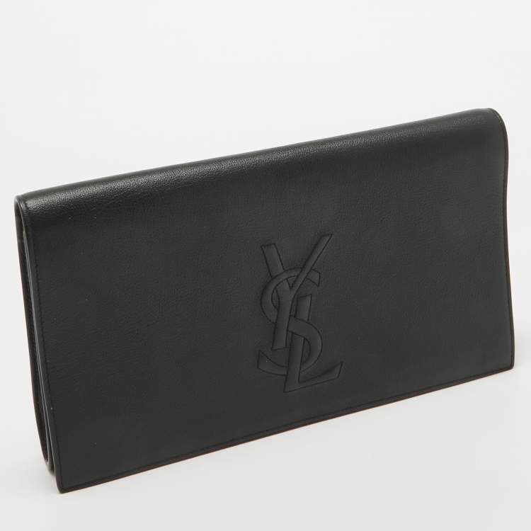 Pre Owned Yves Saint Laurent Black Leather Belle De Jour Flap Clutch
