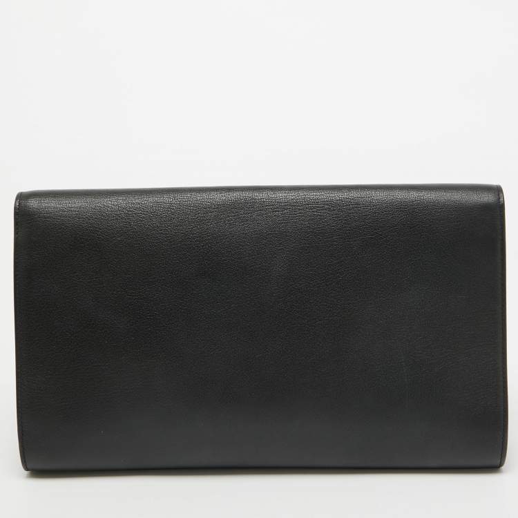 Pre Owned Yves Saint Laurent Black Leather Belle De Jour Flap Clutch