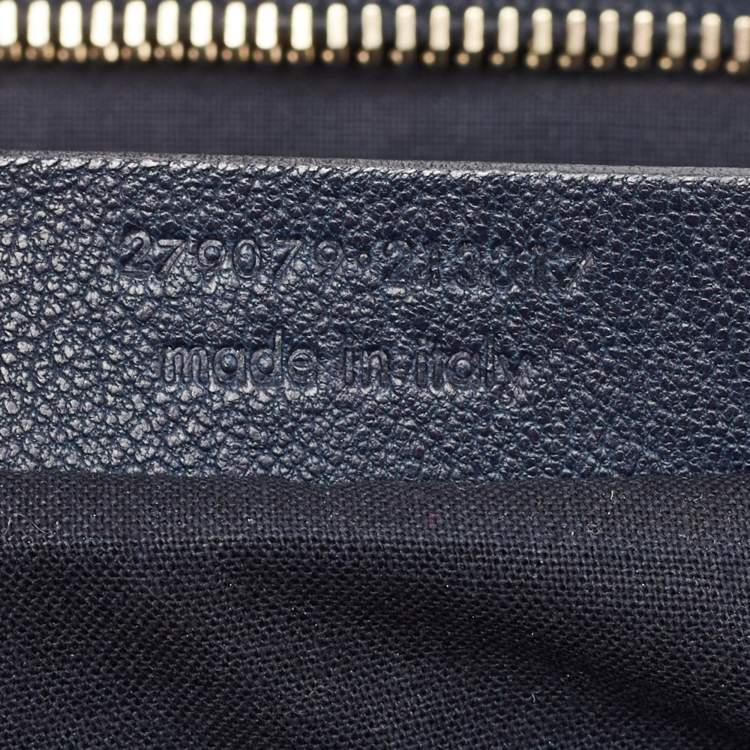 Pre Owned Yves Saint Laurent Navy Blue Leather Medium Cabas Chyc Tote