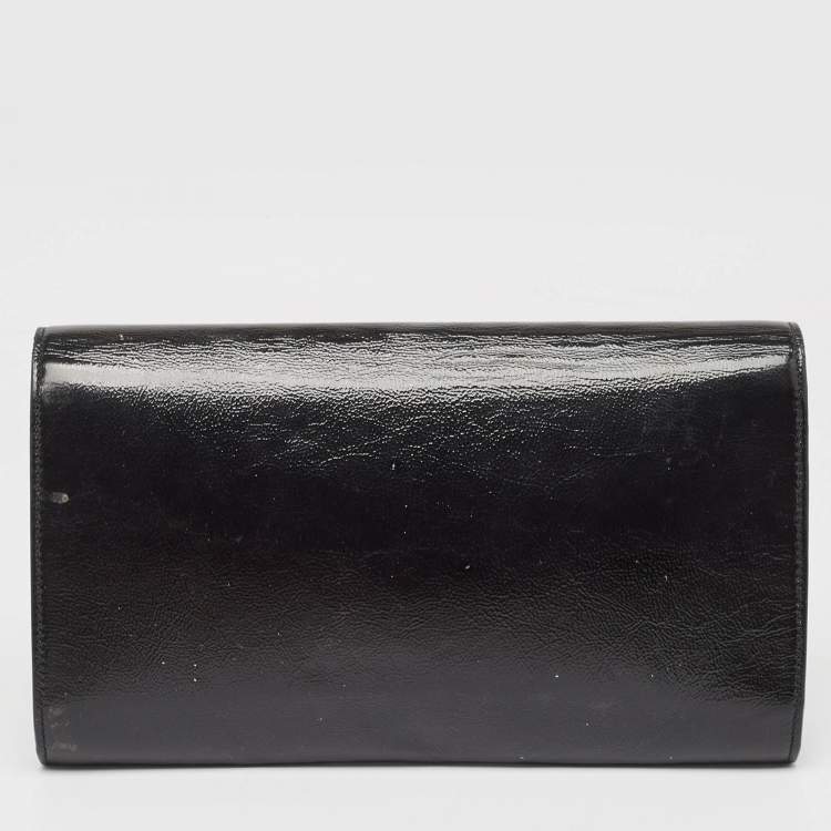 Pre Owned Yves Saint Laurent Black Patent Leather Belle De Jour Flap Clutch