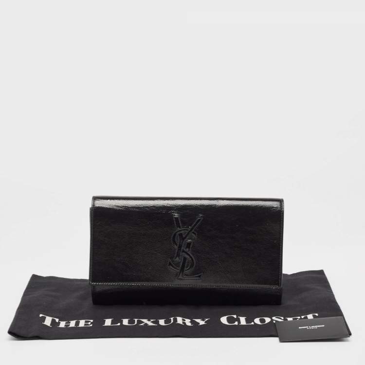 Pre Owned Yves Saint Laurent Black Patent Leather Belle De Jour Flap Clutch
