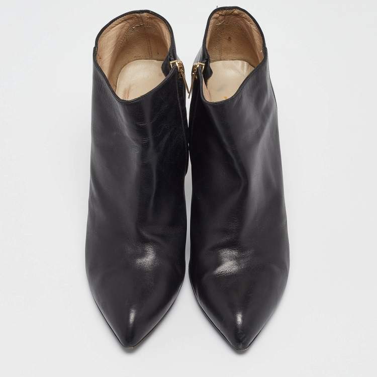 Pre Owned Yves Saint Laurent Black Leather Zip Up Boots Size 41