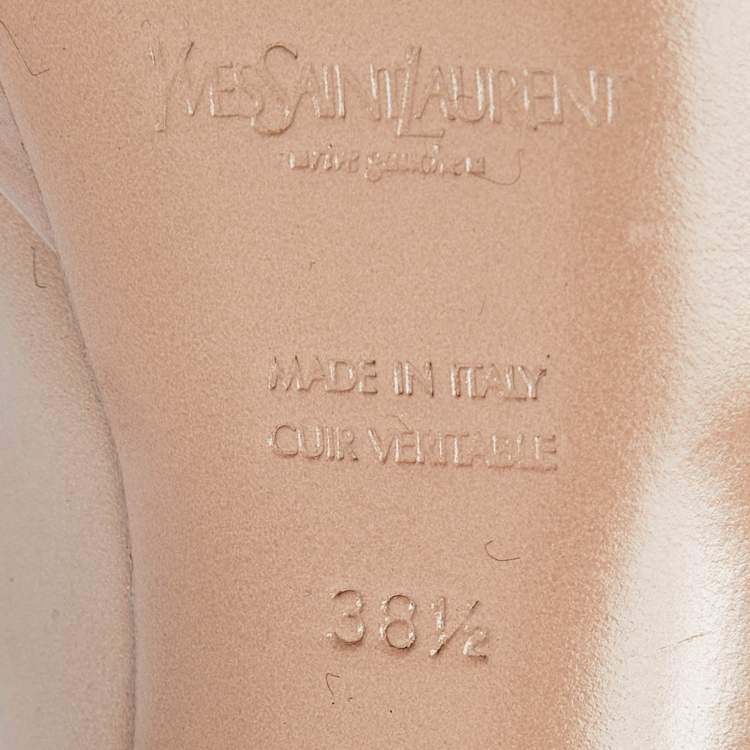 Pre Owned Yves Saint Laurent Pink Cut Out Leather Platform Pumps Size 38.5