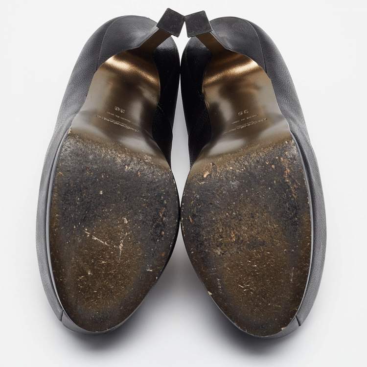 Pre Owned Yves Saint Laurent Black Leather Tribtoo Pumps Size 36