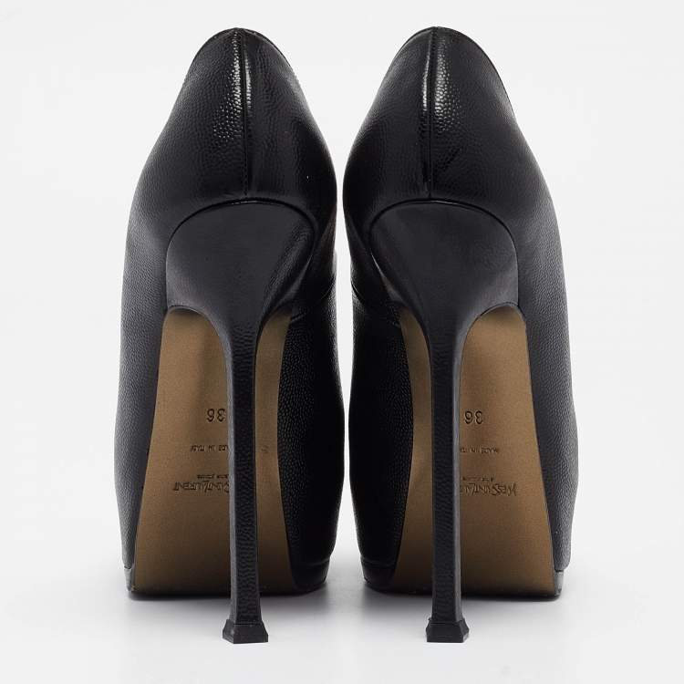 Pre Owned Yves Saint Laurent Black Leather Tribtoo Pumps Size 36