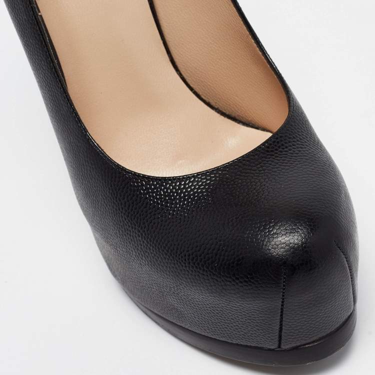 Pre Owned Yves Saint Laurent Black Leather Tribtoo Pumps Size 36