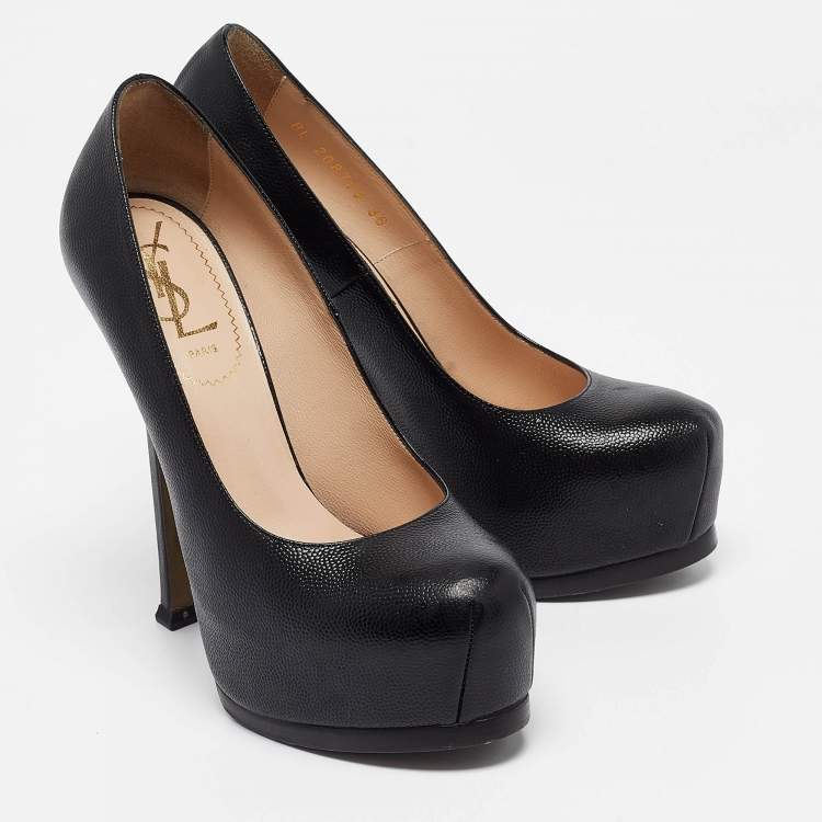 Pre Owned Yves Saint Laurent Black Leather Tribtoo Pumps Size 36