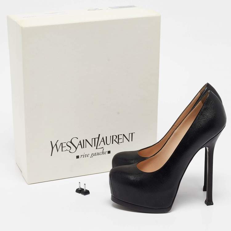 Pre Owned Yves Saint Laurent Black Leather Tribtoo Pumps Size 36