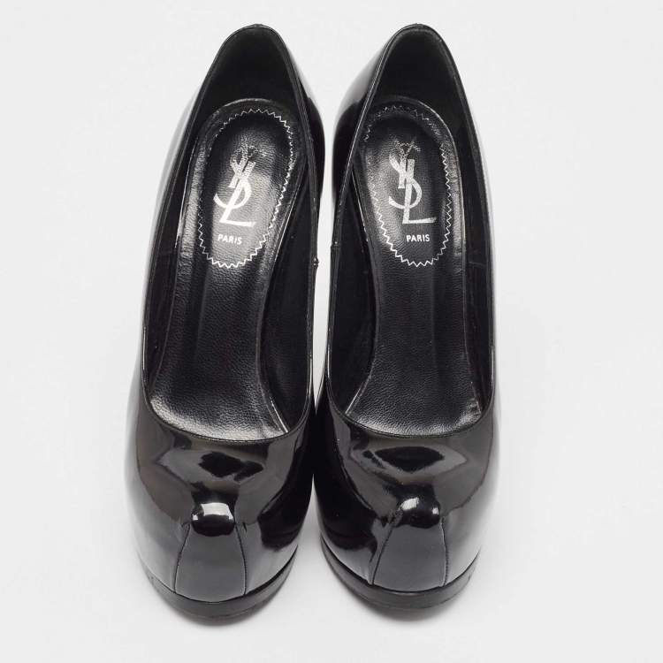 Pre Owned Yves Saint Laurent Black Patent Leather Tribtoo Pumps Size 36