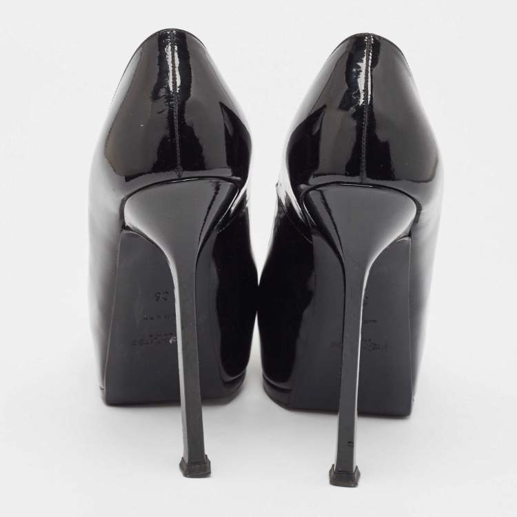 Pre Owned Yves Saint Laurent Black Patent Leather Tribtoo Pumps Size 36
