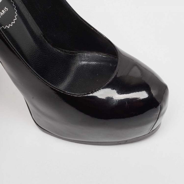 Pre Owned Yves Saint Laurent Black Patent Leather Tribtoo Pumps Size 36