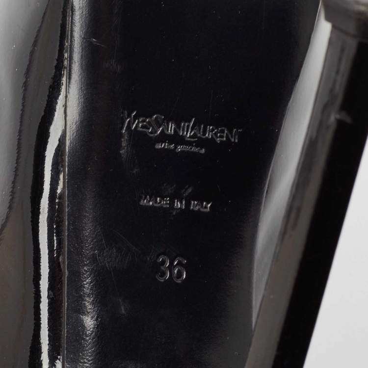 Pre Owned Yves Saint Laurent Black Patent Leather Tribtoo Pumps Size 36