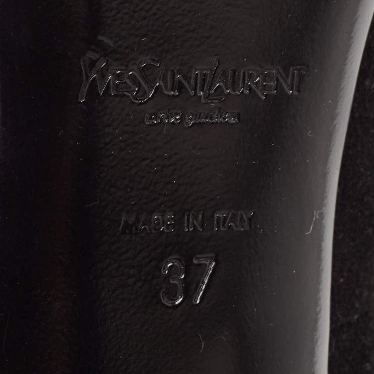 Pre Owned Yves Saint Laurent Black Suede Round Toe Pumps Size 37