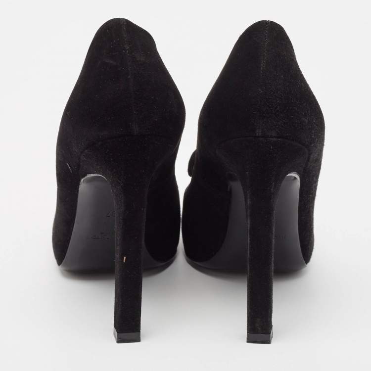 Pre Owned Yves Saint Laurent Black Suede Round Toe Pumps Size 37