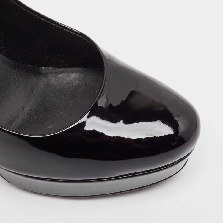 Pre Owned Yves Saint Laurent Black Patent Leather Platform Pumps Size 37.5