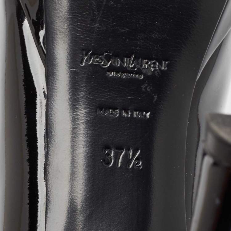 Pre Owned Yves Saint Laurent Black Patent Leather Platform Pumps Size 37.5
