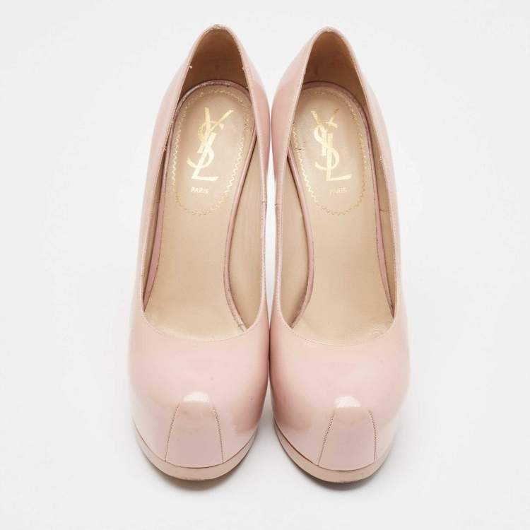Pre Owned Yves Saint Laurent Pink Leather Tribtoo Pumps Size 38